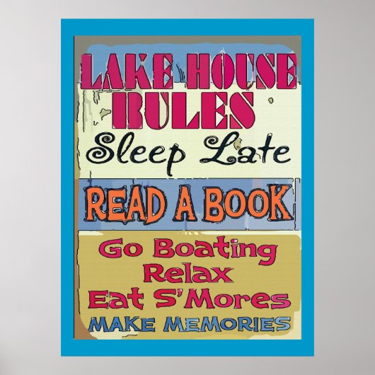 Lake House Rules Sign Poster (Voorkant)