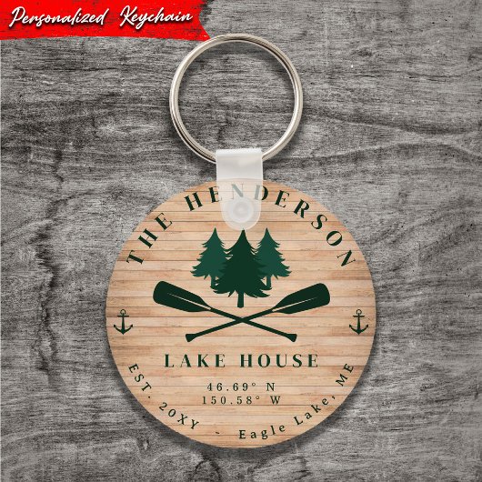 Lake House Rustieke Lake House Boot Oars Bomen Sleutelhanger