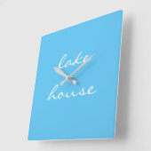 Lake House Sky Blue Aqua White Elegant Cool Gray Vierkante Klok (Hoek)
