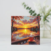 Lake House Sunrise and Warm Coffee Kaart (Staand voorkant)