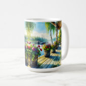 Lake House Uitzicht | Dekdek over de baai kijken Koffiemok (Voorkant rechts)