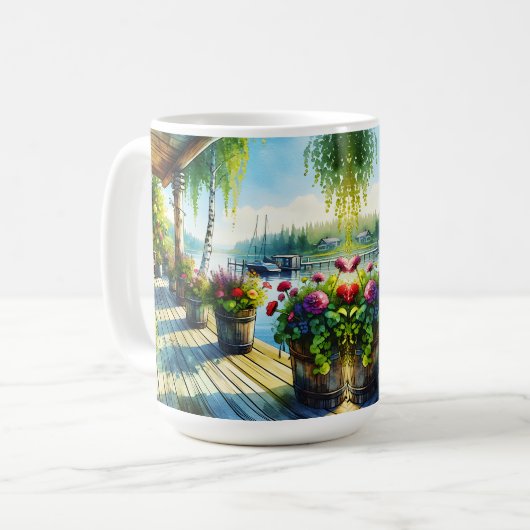 Lake House Uitzicht | Dekdek over de baai kijken Koffiemok (Voorkant links)