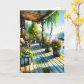 Lake House Uitzicht | Gefeliciteerd Kaart (Gele Bloem)