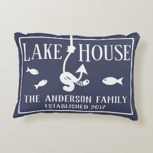 Lake House Vist Hook & Worm Accent Kussen