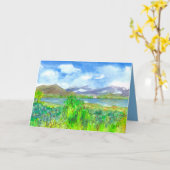 Lake House Waterverf Happy Birthday Kaart (Gele Bloem)