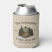 Lake House Wood Thema Familienaam gepersonaliseerd Blikjeskoeler (Blikje Voorkant)
