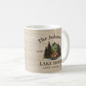 Lake House Wood Thema Familienaam gepersonaliseerd Koffiemok (Voorkant rechts)