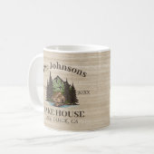 Lake House Wood Thema Familienaam gepersonaliseerd Koffiemok (Voorkant links)