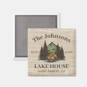 Lake House Wood Thema Familienaam gepersonaliseerd Magneet (Voorkant / Achterkant)