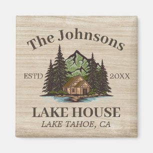Lake House Wood Thema Familienaam gepersonaliseerd Magneet