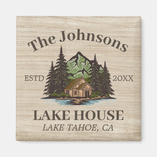 Lake House Wood Thema Familienaam gepersonaliseerd Magneet (Voorkant)