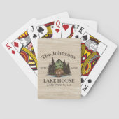 Lake House Wood Thema Familienaam gepersonaliseerd Pokerkaarten (Achterkant)