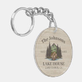 Lake House Wood Thema Familienaam gepersonaliseerd Sleutelhanger (Voorkant Links)