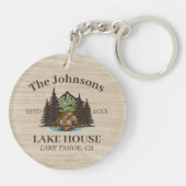 Lake House Wood Thema Familienaam gepersonaliseerd Sleutelhanger (Achterkant)