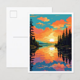 Lake Hubert Minnesota vintage reisillustratie Briefkaart