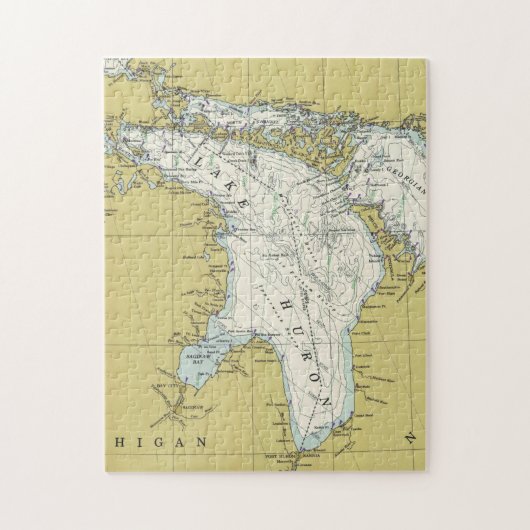 Lake Huron Map (1979) Legpuzzel (Verticaal)