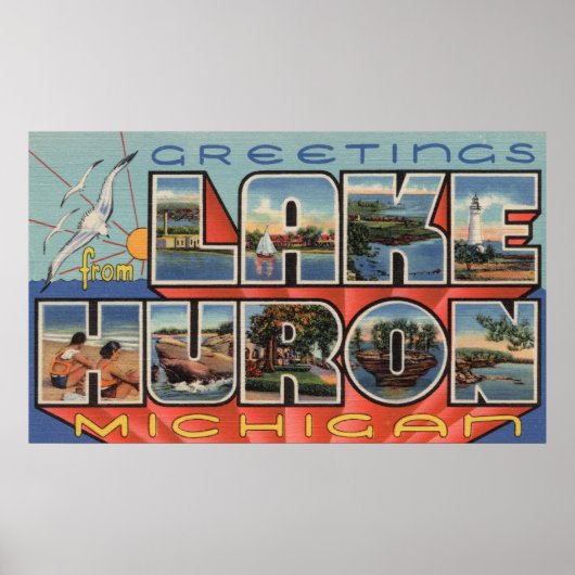 Lake Huron, Michigan - Large Letter Scenes Poster (Voorkant)