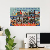 Lake Huron, Michigan - Large Letter Scenes Poster (Thuiskantoor)