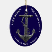 Lake Huron Patriottisch noodlijdend nautisch anker Keramisch Ornament (Rechts)