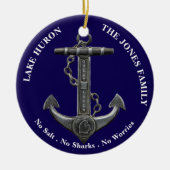 Lake Huron Patriottisch noodlijdend nautisch anker Keramisch Ornament (Voorkant)