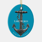Lake Huron Patriottisch noodlijdend nautisch anker Keramisch Ornament (Rechts)