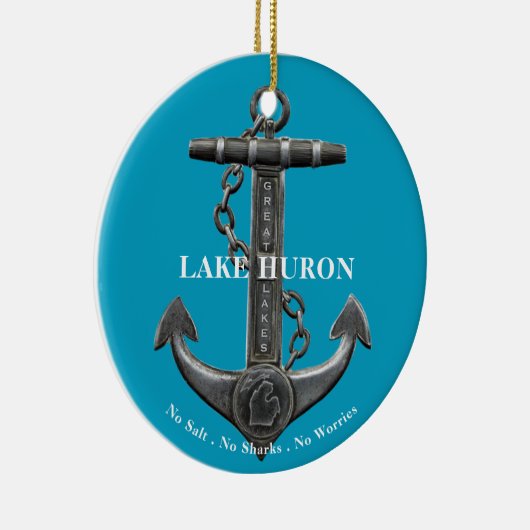 Lake Huron Patriottisch noodlijdend nautisch anker Keramisch Ornament (Rechts)