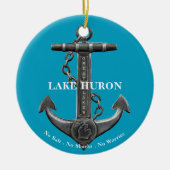 Lake Huron Patriottisch noodlijdend nautisch anker Keramisch Ornament (Voorkant)