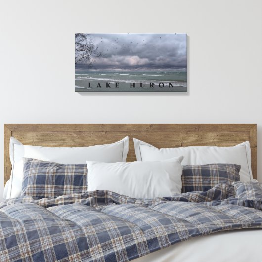 Lake Huron Snow Squalls Canvas Afdruk (Insitu (Slaapkamer))
