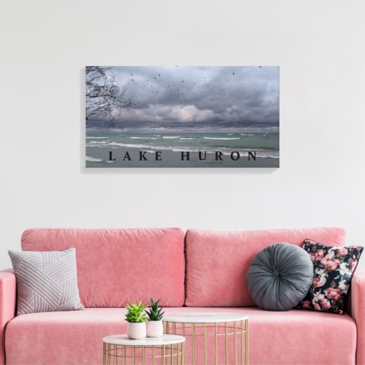 Lake Huron Snow Squalls Canvas Afdruk (Insitu (Woonkamer))