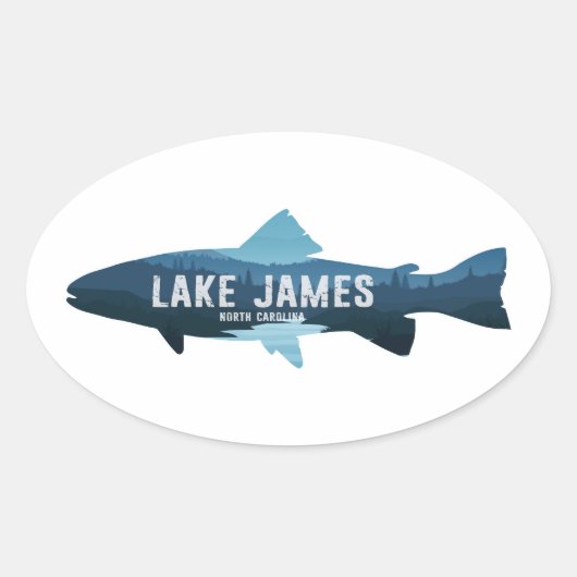 Lake James North Carolina Vis Ovale Sticker (Voorkant)