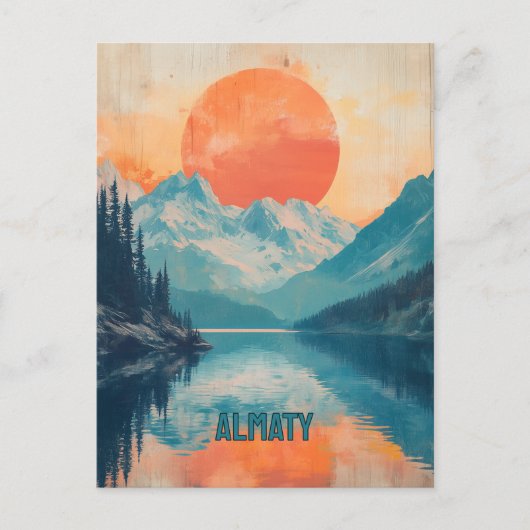 Lake Kaindy Almaty Kazachstan Retro Reizen Briefkaart (Voorkant)