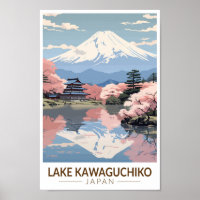 Lake Kawaguchiko Japan Travel Art Vintage