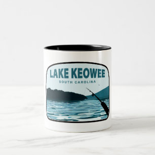 Lake Keowee South Carolina Vissen Hengel Tweekleurige Koffiemok