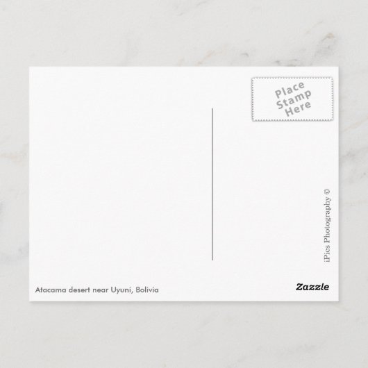 Lake landschap met vulkaan in de buurt van Uyuni,  Briefkaart (Achterkant)