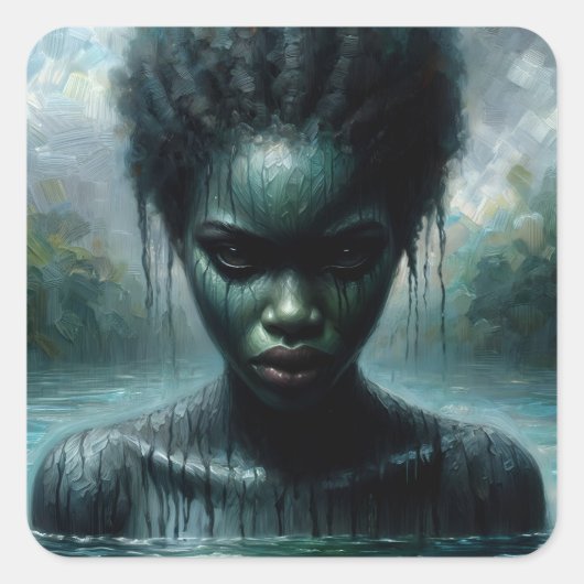 Lake Lanier Afro-Amerikaanse Water Spirit Vierkante Sticker (Voorkant)