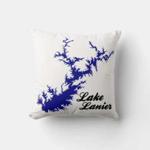Lake Lanier Georgia Blauwe Kustlijn Script Kaart K Kussen