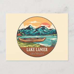 Lake Lanier Georgia Boating Vissen Emblem Briefkaart