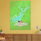 Lake Lanier Georgia Kaart Canvas Afdruk (Insitu (Woonkamer))
