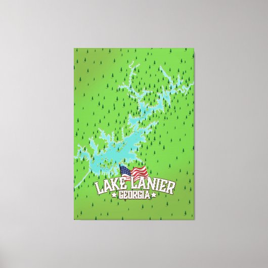 Lake Lanier Georgia Kaart Canvas Afdruk (Voorkant)