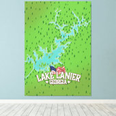 Lake Lanier Georgia Kaart Canvas Afdruk (Insitu (Houten vloer))