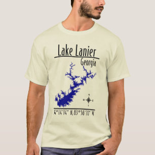 Lake Lanier Georgia Kaart Coördinaten T-shirt
