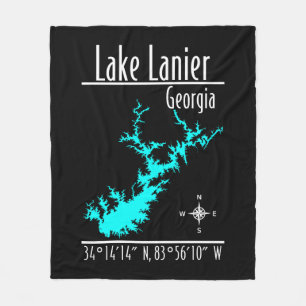 Lake Lanier Georgia kaart fleece deken
