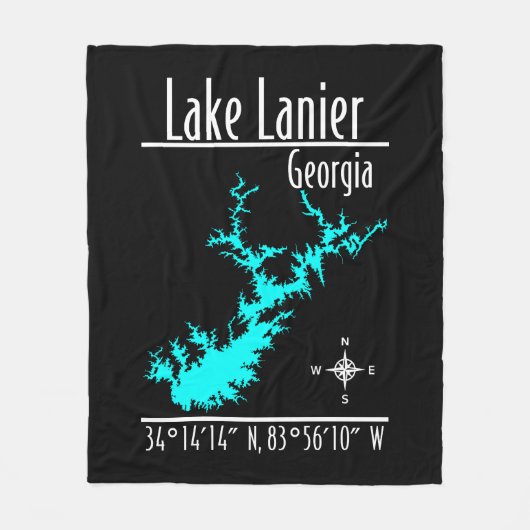 Lake Lanier Georgia kaart fleece deken (Voorkant)