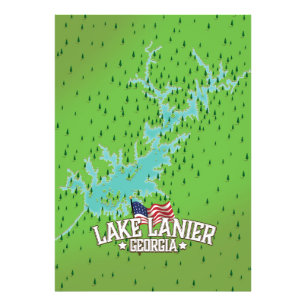 Lake Lanier Georgia Kaart Foto Afdruk