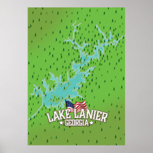 Lake Lanier Georgia Kaart Poster