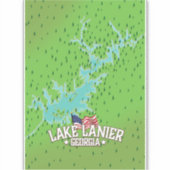 Lake Lanier Georgia Kaart Sticker (Voorkant)