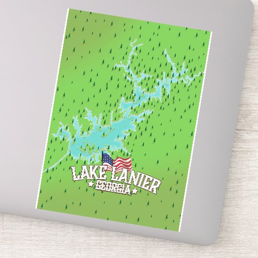 Lake Lanier Georgia Kaart Sticker (Detail)