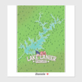 Lake Lanier Georgia Kaart Sticker (Vel)