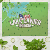 Lake Lanier Georgia Kaart Theedoek (Gevouwen)