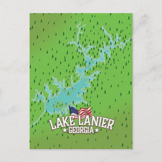 Lake Lanier Georgia Map Briefkaart (Voorkant)